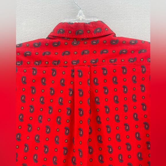 Vintage Eddie Bauer Red Corduroy Paisley Button Down Shirt Women’s Size 8 - Picture 7 of 16
